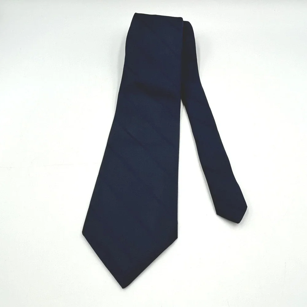 Ketch Mens Vintage Navy Blue Tonal Diagonal Stripe Polyester Necktie Made in USA